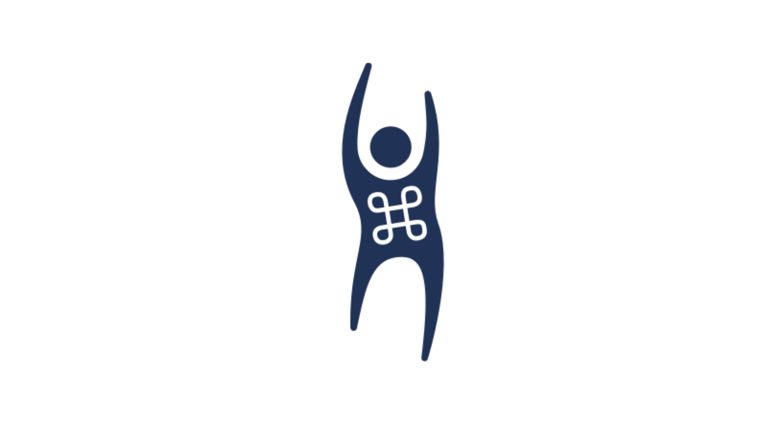 Our blue dancing figure Humanist logo.