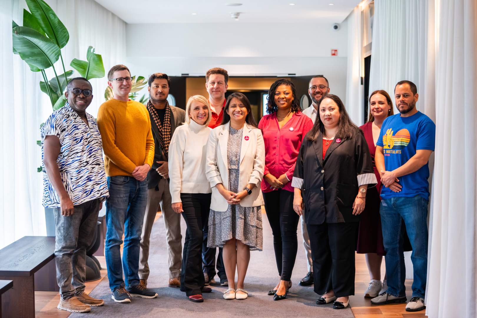 Group portrait shot of the board of humanists international, including Roslyn fifth from the right.
